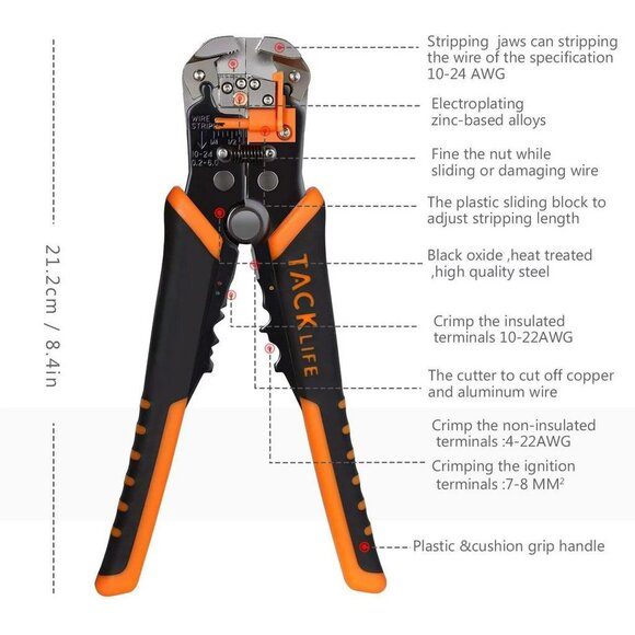 Tacklife Wire Stripper, Cable Cutter Crimper MWS02 - Picture 5 of 13